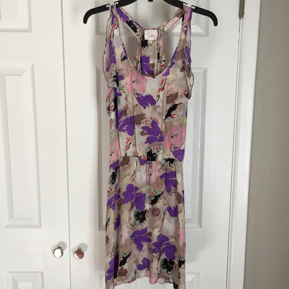 Parker Silk Floral Dress with Ruffle